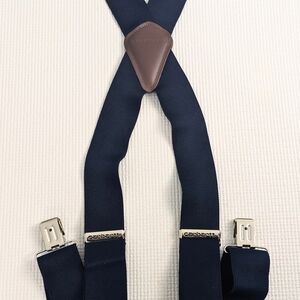Carhartt Blue and Brown Suspenders with Leather Details